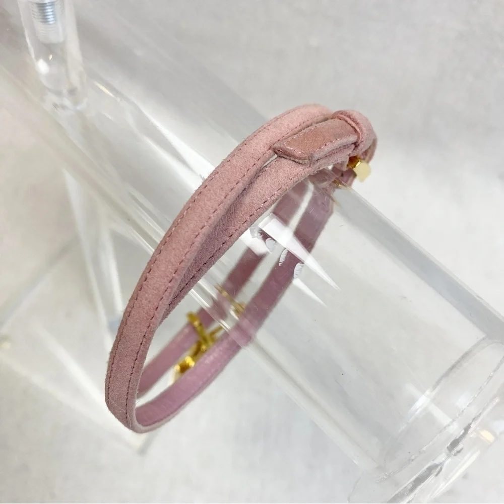 Authentic Tom Ford pink suede & Gold Padlock Anklet / Ankle Bracelet
